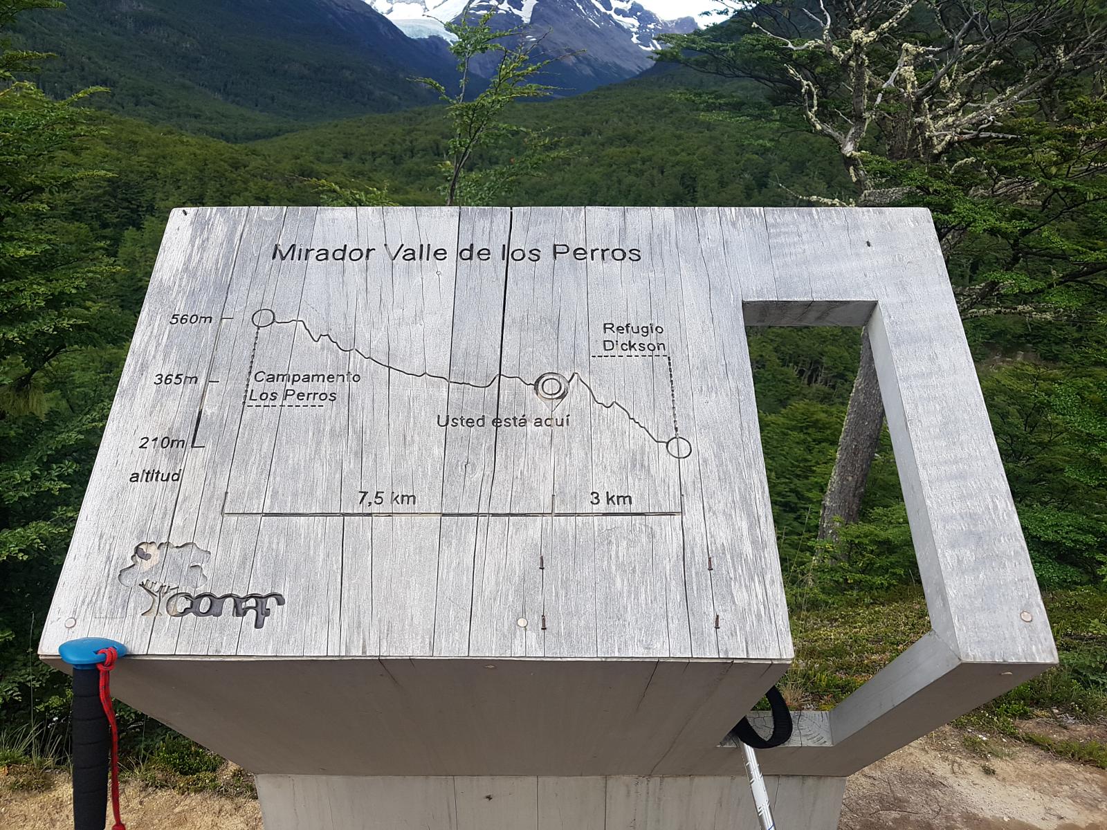 Vista panorâmica da morena e do gelo flutuante da lagoa glacial a partir do remoto Mirador los Perros.