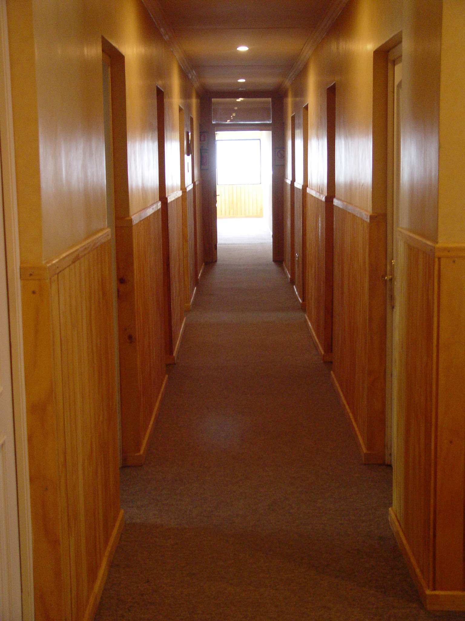 Cozy lounge area at Hotel Martin Gusinde with comfortable seating and local decorative art.