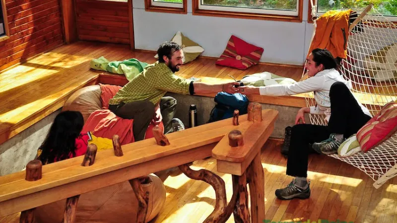 A selection of trekking gear and snacks available at the Refugio Torre Central mini-market.