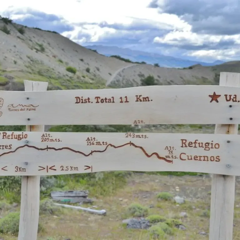 Caminho entre Los Cuernos e Las Torres