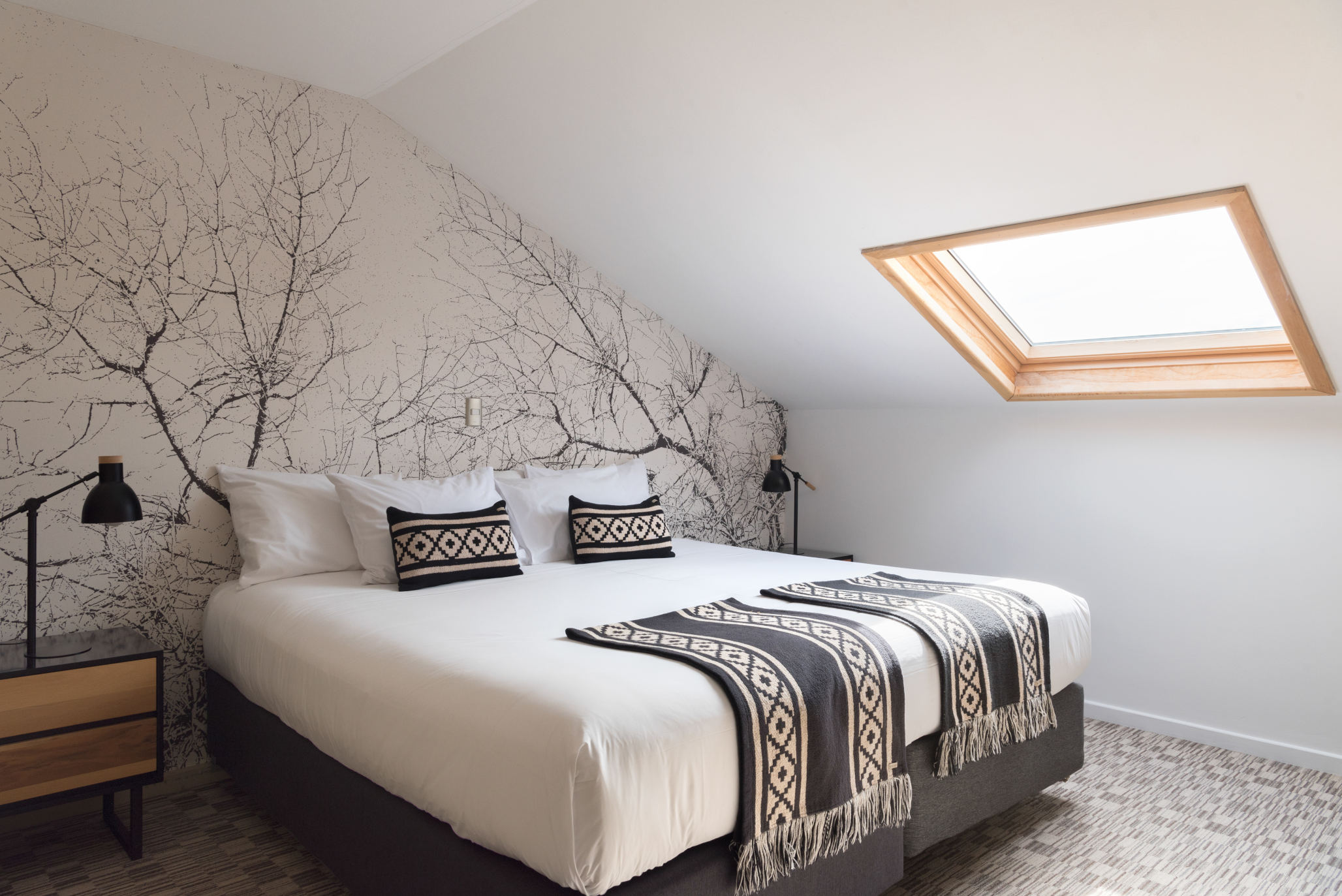 A wide selection of local and international wines displayed at the Hotel Río Serrano bar.