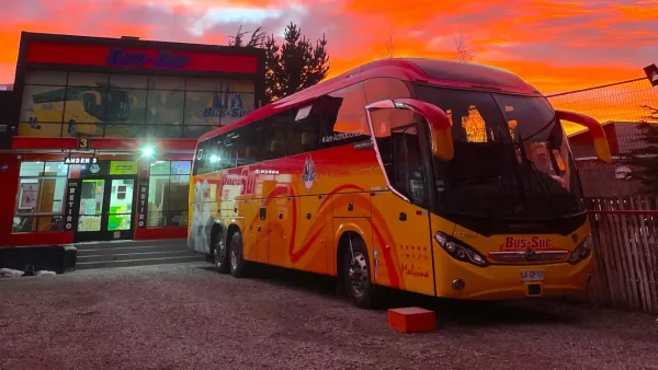 The Bus Sur ticket counter and waiting area at the Punta Arenas office.