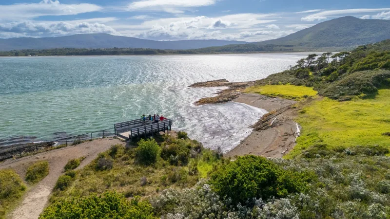 Coastal views from the San Juan viewpoint featuring the rugged shoreline of the strait.